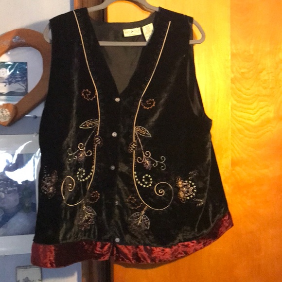 White Stag Tops - White Stag Black Embellished Velour vest